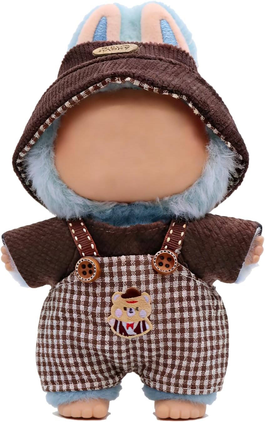 Clothes for Labubu, Doll Outfit Accessories Designed for 15 & 17cm Labubu (Retro Plaid)