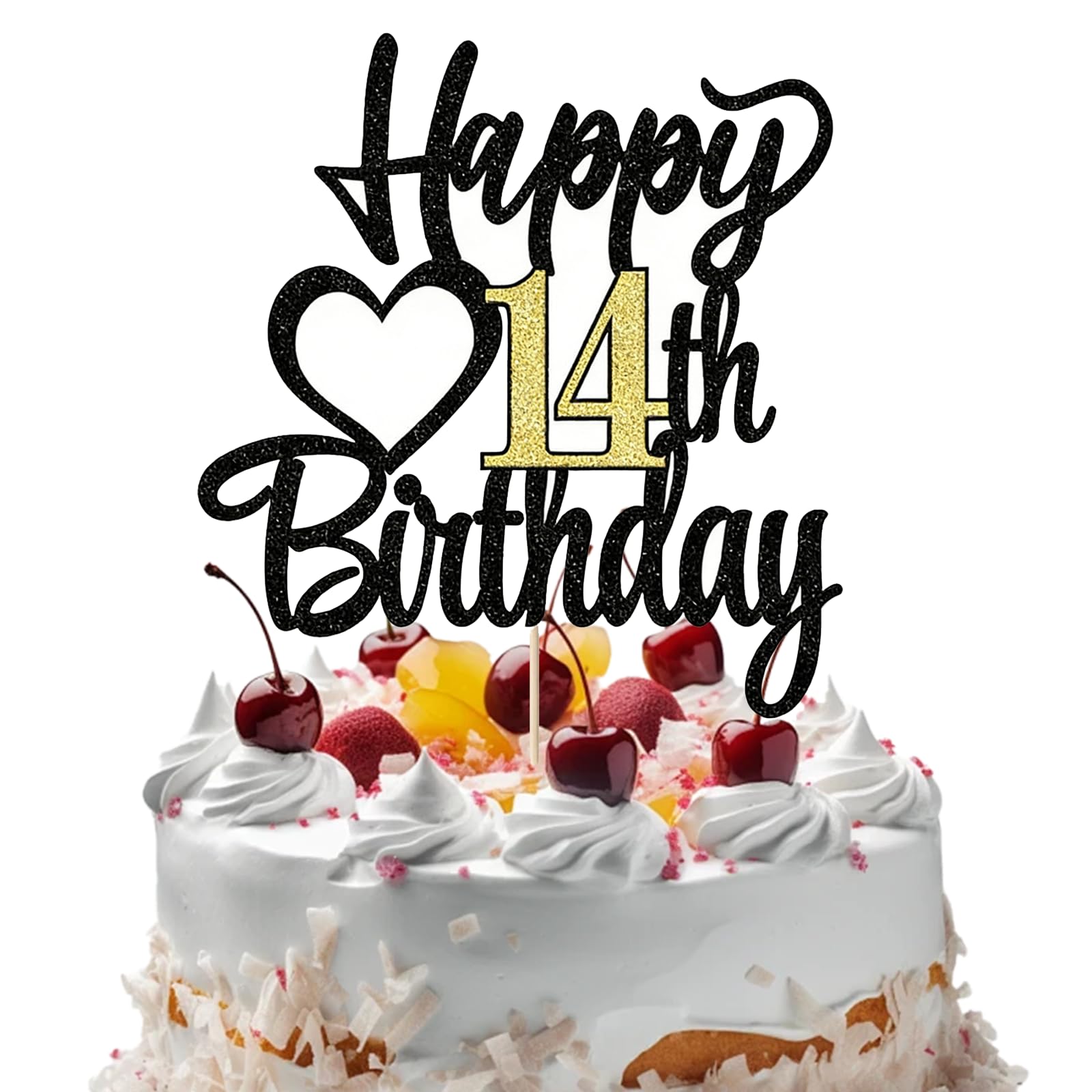 14th Birthday Decorations Cake Topper - Non-Edible Reusable Number 14 Cake Decor for Teen Birthday Party Supplies