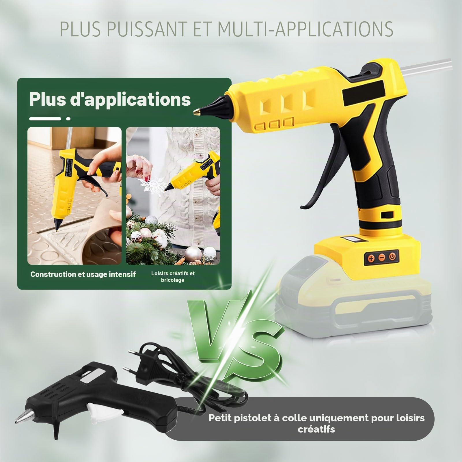Pistolet à colle chaude Dewalt 18 V/20 V, 100 W - Pistolet électrique portable avec 30 bâtons de colle 11 mm pour réparation d'art et d'artisanat