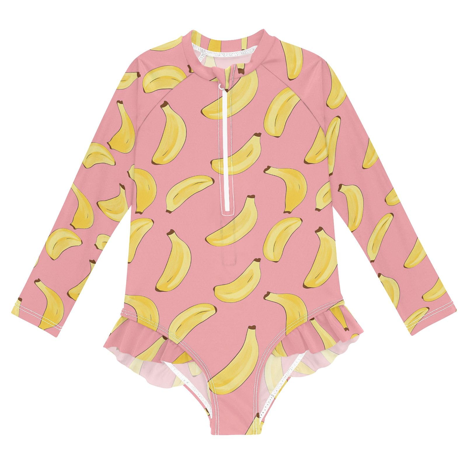 ALAZA Toddler Swimsuit Girl Bathing Suit Swimwear Rash Guard Banana Fruits Long Sleeve 3T