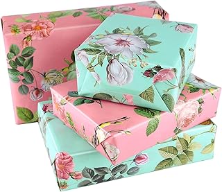 PLULON 6 Sheets Floral Birthday Gift Wrapping Paper, Wrapping Paper for Wedding, Birthdays, Valentines, Christmas