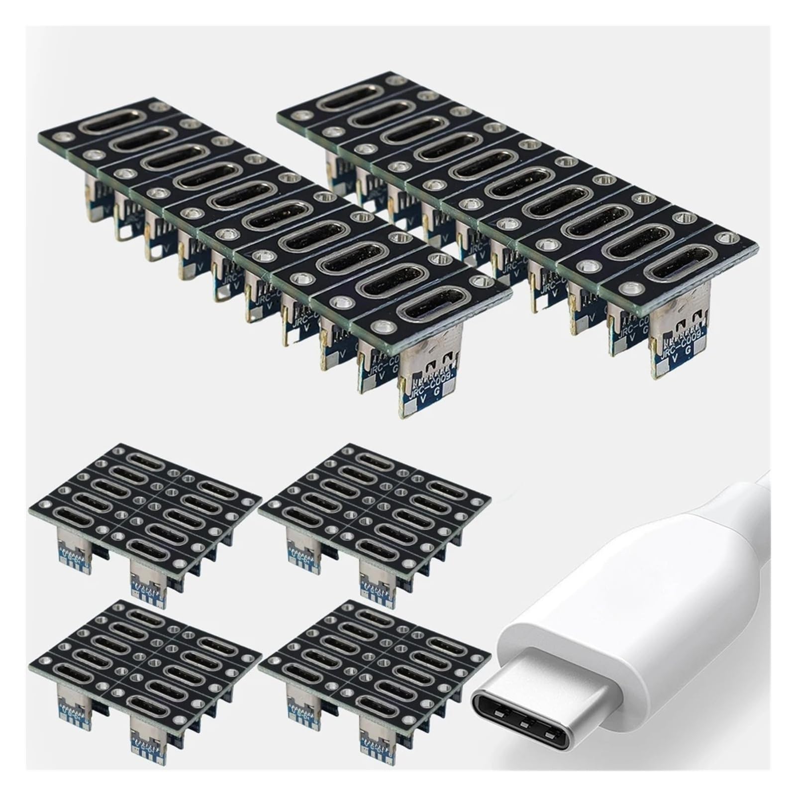 Porta di ricarica USB-C femmina a 2/4 pin con piastra di fissaggio a vite, 5/20 pezzi | 3 piastre, 15 pezzi, 2 pin