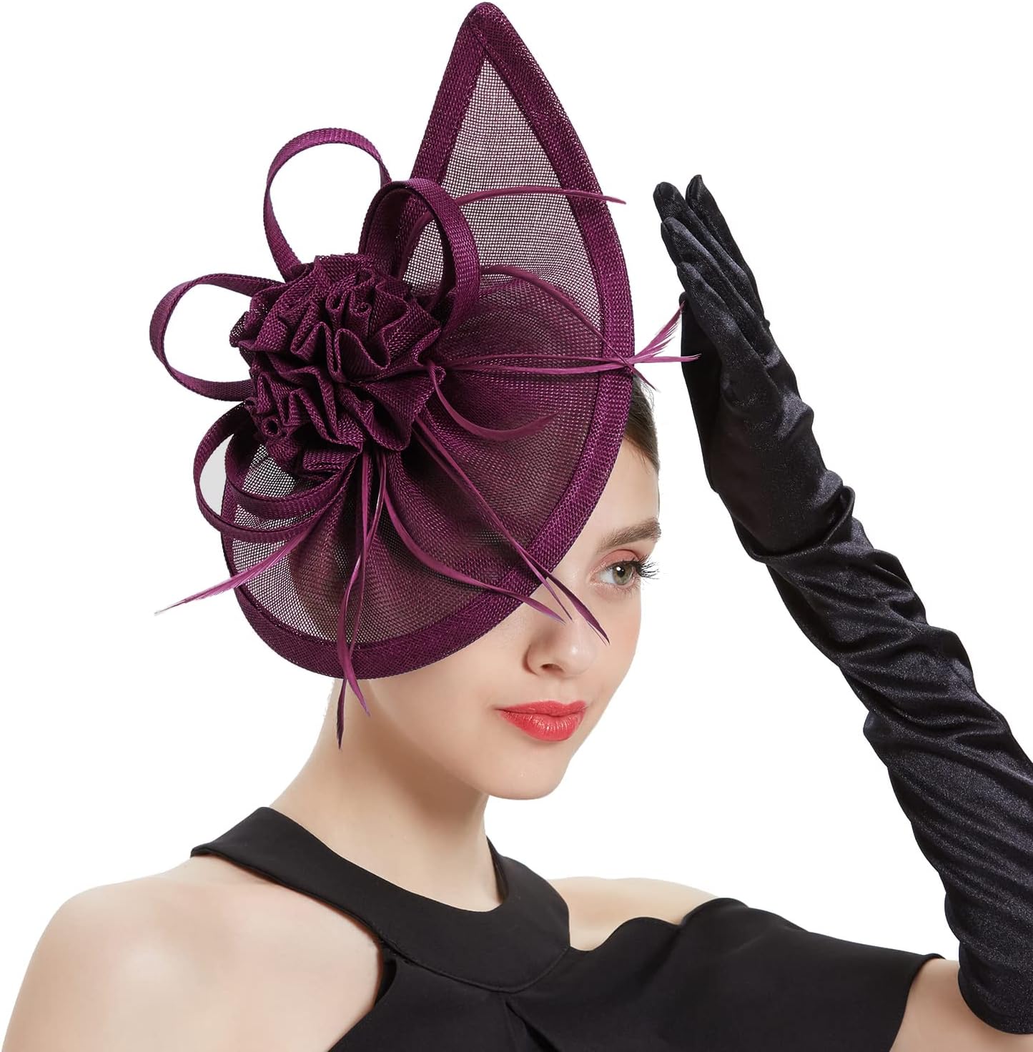 Fascinators Hat for Women Tea Party Headband Mini top Hats Cocktail Flower Mesh Feathers Hair Clip