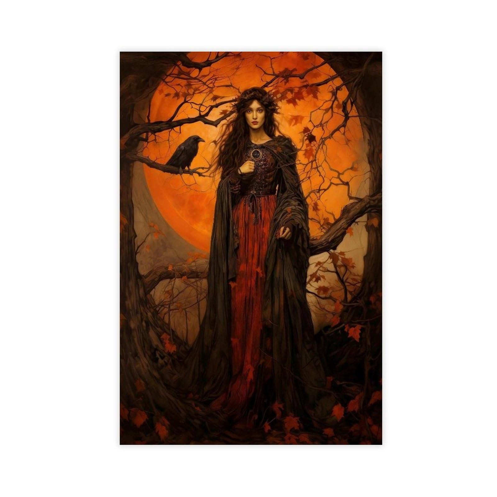 Ncudank Goddess Morrigan, Celtic Goddess Of War Canvas Poster Bedroom Decor Landscape Office Room Decor Gift 16X24inch(40X60cm)