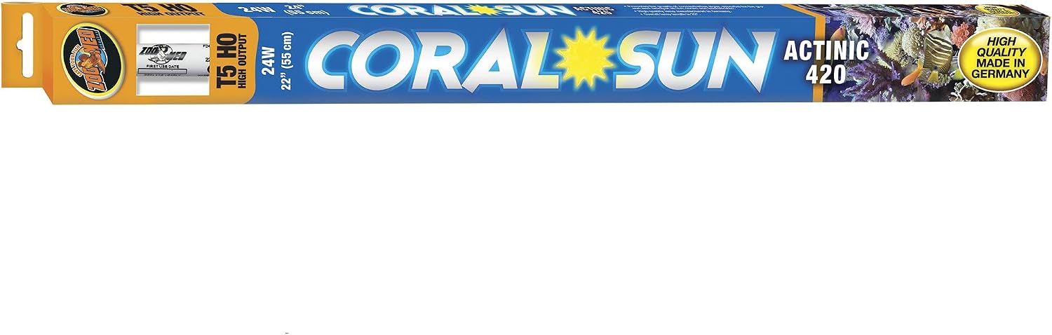 Zoo Med Coral Sun Actinic 420 Coral Bulb T5 High Output 24 Watts, 22-Inch,Blue