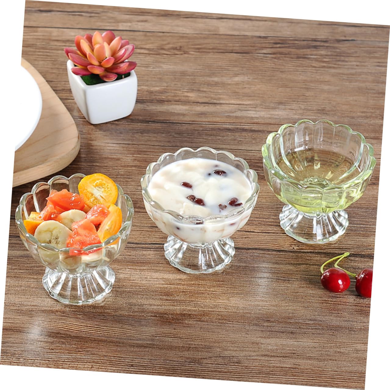 6 pezzi Bicchieri Gelato in Vetro Trasparente Coppe Dessert Resistenti Caldo e Freddo per Gelato Pudding e Frutta Design Elegante e Compatto per Casa Bar e Ristoranti
