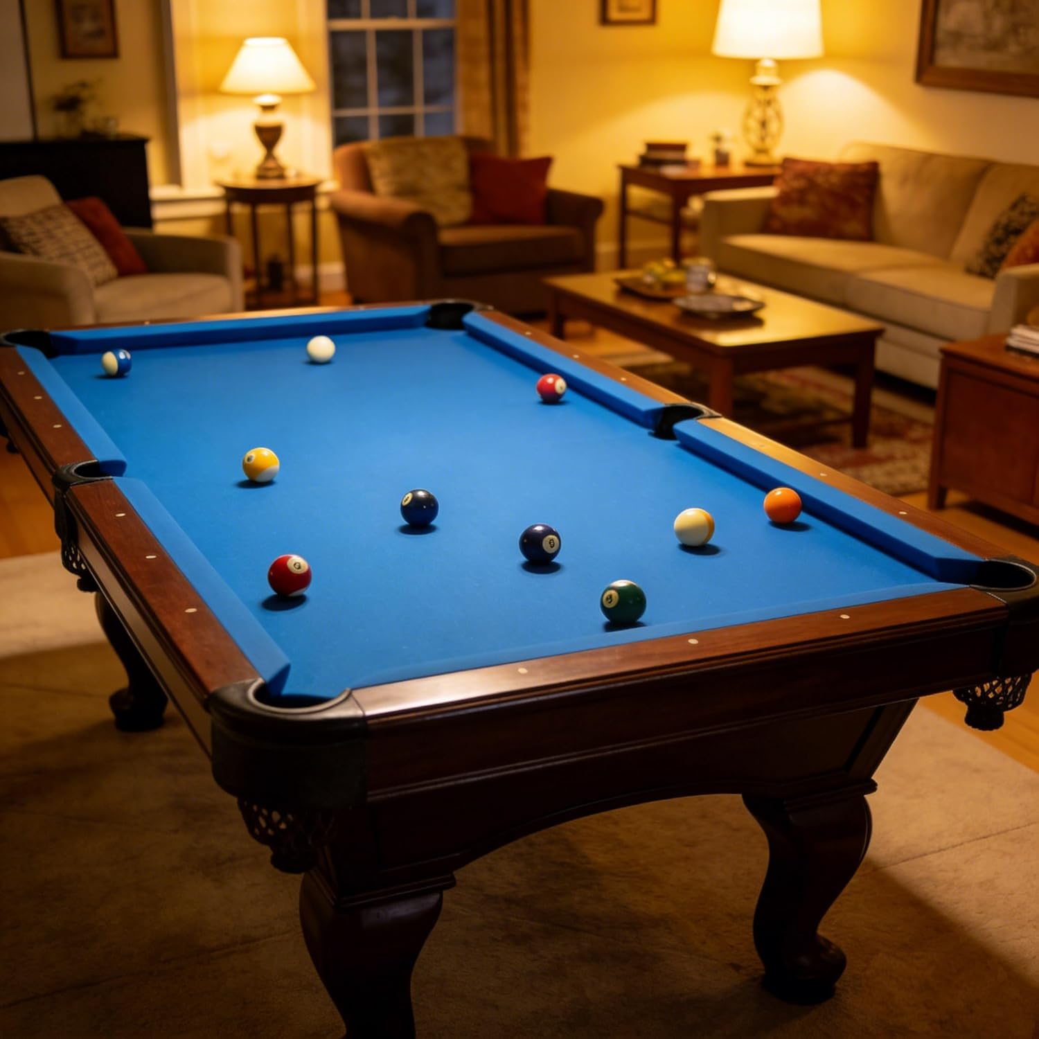 Pool Table Cloth Replacement,Billiard Felt with 6 Rail Strips, Pre-Cut for Bar & Club,Durable Nylon Blend,Wear-Resistant Non-Melting, Fits Standard Billiard & Snooker Tables 0.6mm Thickness