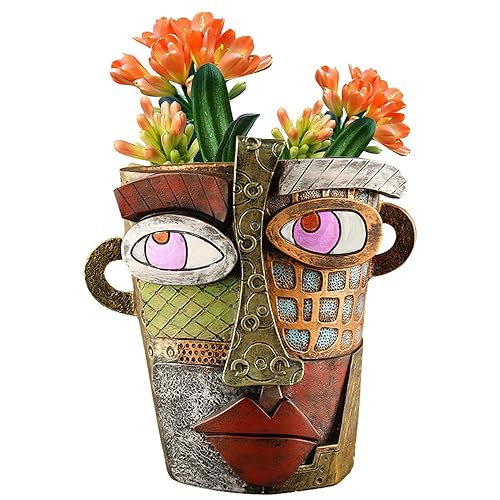 Midogaigai Abstract Face Planters Pots Head,Unique Head Planter for Indoor