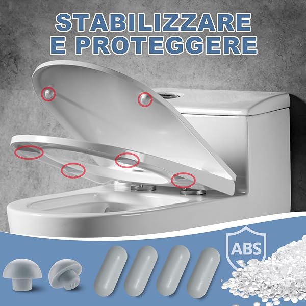 2 Set Paracolpi per Sedili WC a Incastro (12 Pezzi), Gommini di Ricambio Grigio senza Colla per Copriwater, Spessori in TPE e ABS per Ridurre Rumore e Vibrazioni, Ideale per Casa e Hotel(Grigio) - 4