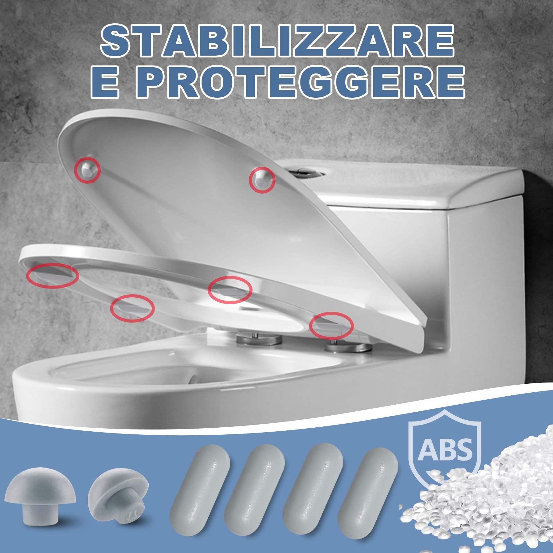 2 Set Paracolpi per Sedili WC a Incastro (12 Pezzi), Gommini di Ricambio Grigio senza Colla per Copriwater, Spessori in TPE e ABS per Ridurre Rumore e Vibrazioni, Ideale per Casa e Hotel(Grigio) - 4