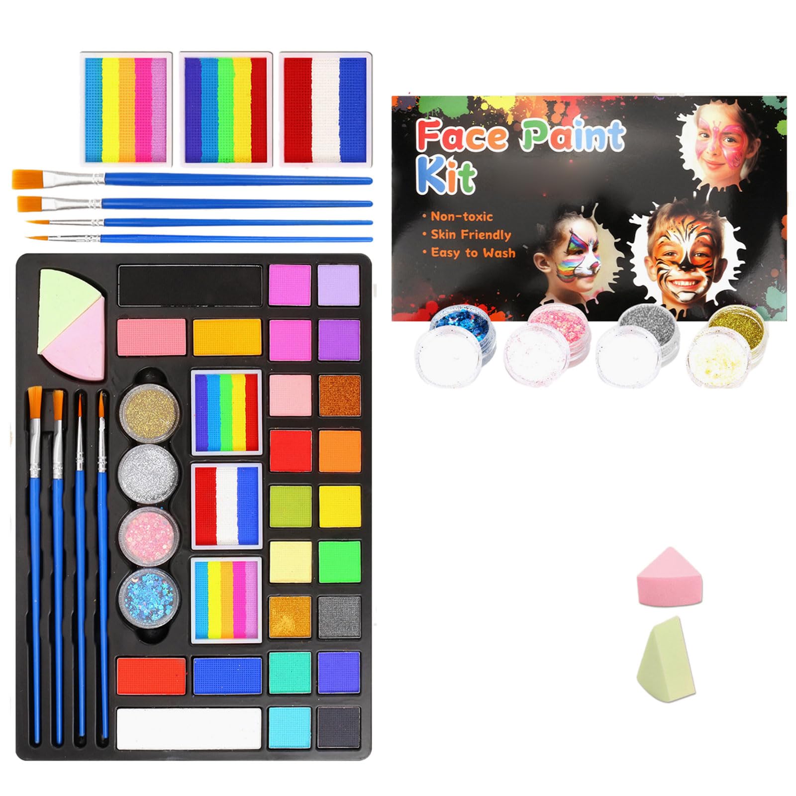 Beimus Face Painting Kits for Kids Water-Based Body Paint Sets Face Paint Halloween Birthdays Makeup Set Painting Kits