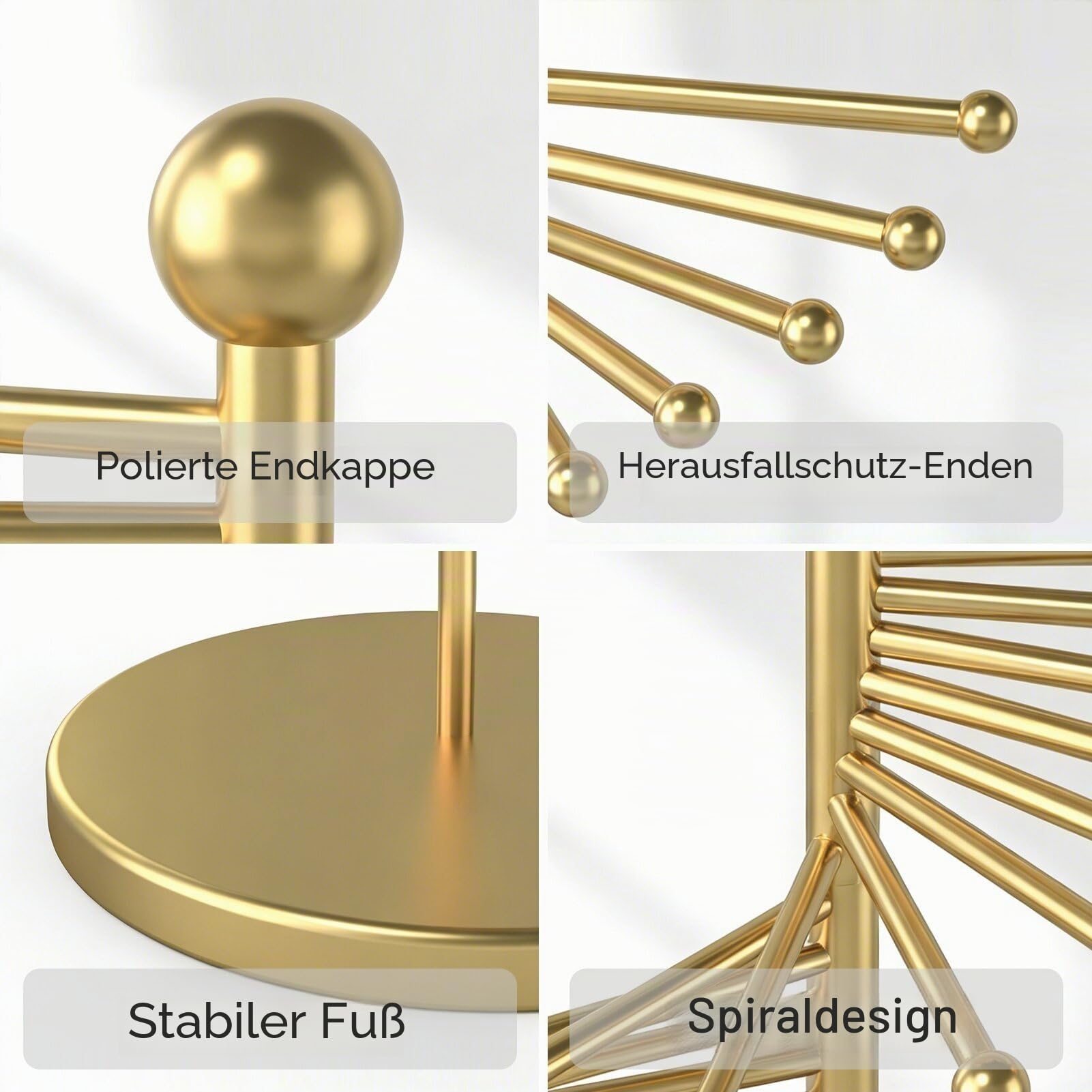 Schalhalter für Schals Krawatten, Schalaufhänger Freistehend, Metall Hängeorganizer, Hängeaufbewahrung für Schals Krawatten Gürtel, 2 Farben (Gold, 42cmx170cm/17 x67)