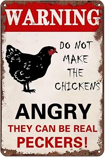 Funny Vintage Metal Chicken Coop Signs;Warning Do Not Make The Chickens Angry;for Farmhouse Gate Fence Wall Decor;Chicken Signs for Coop Funny Outdoor 8x12 In