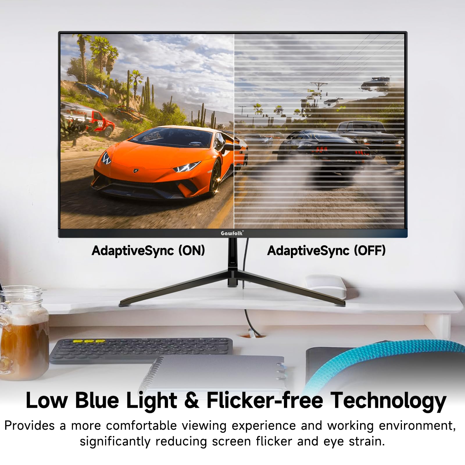 Gawfolk Monitor PC da 27 pollici 4K, Monitor per computer UHD 3840 x 2160p 60HZ con schermo VA per casa e ufficio, supporto HDMI 2.0, DP 1.4 (nero), VESA 75 x 75 mm