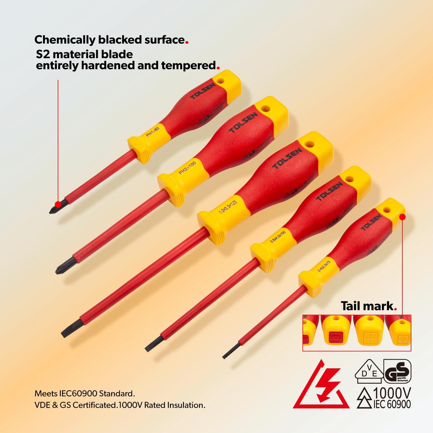 Tolsen 11-Piece VDE Insulated Set, 1000V Insulated Electrician Tool Set, with Insulated Phillips and Slotted Screwdrivers, Insulated Pliers, and Wire Stripper