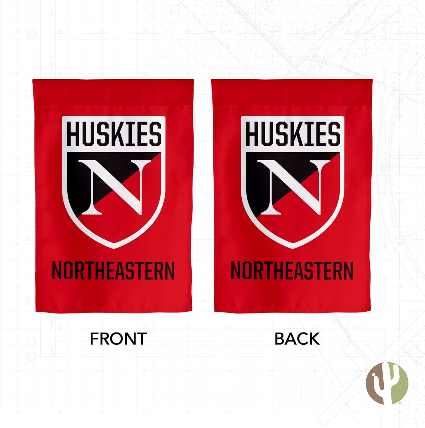 Desert Cactus Northeastern University NU Garden Flag – 19 x 12 inch Northeastern Huskies Banner, For Outdoor Display and Events (Design F) - Image 2