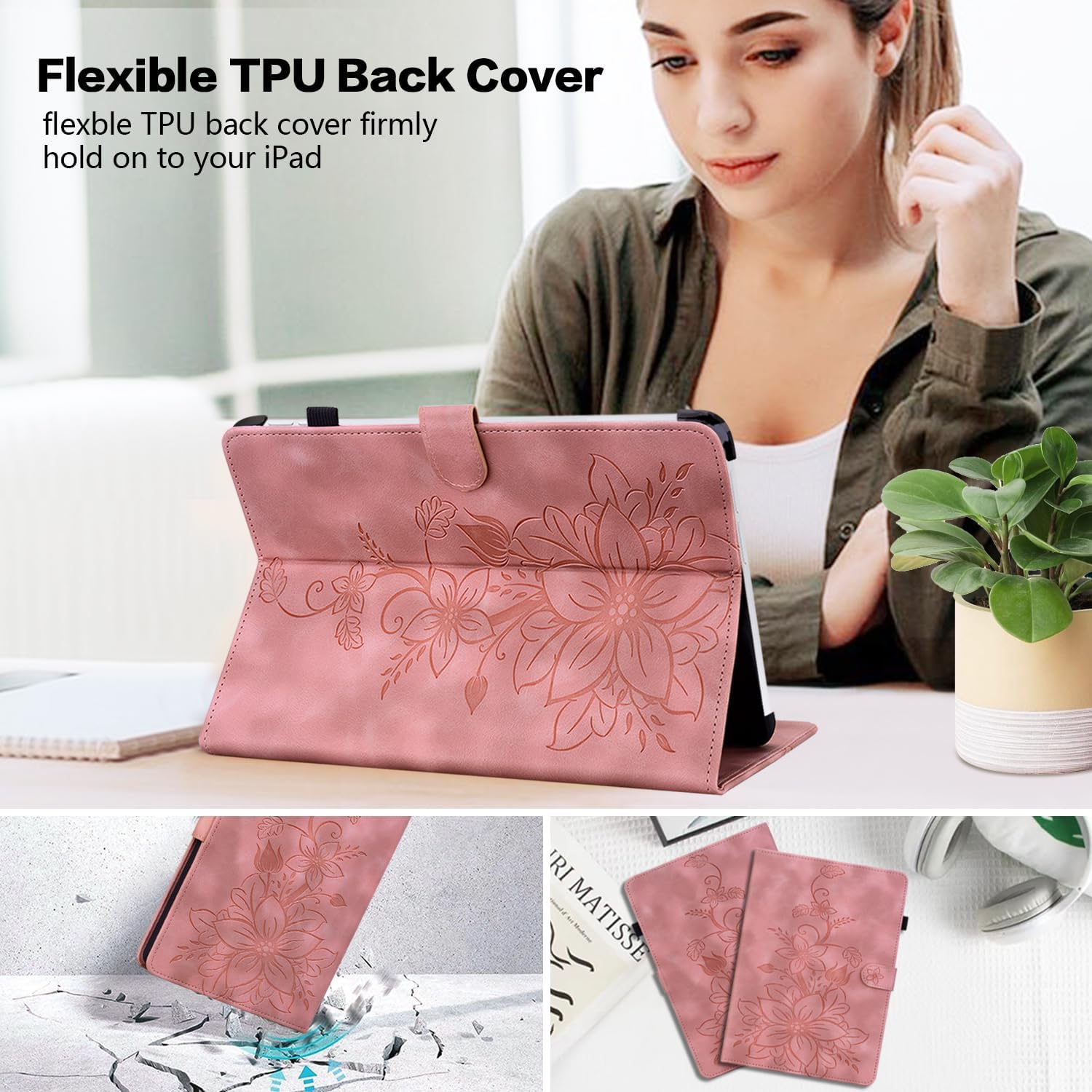 Case for iPad Air 13 Inch M4/M3/M2 (2026/2025/2024), Auto Wake/Sleep Supports Pencil Pro and Pencil(USB-C) Magnetic Multi-Angle Viewing Clasp Cover, Pink