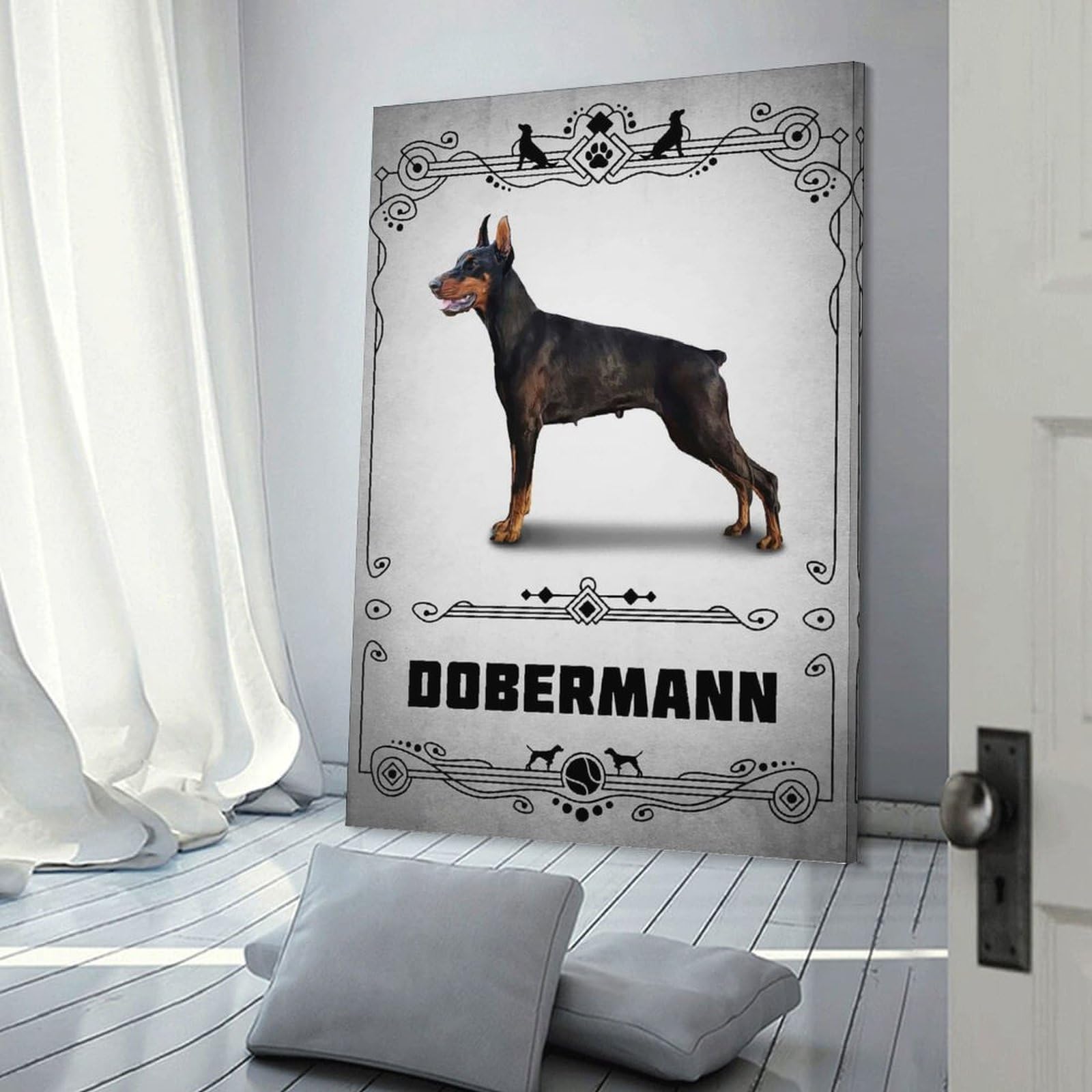 Junmoney Home Decor Wall Art Dobermann, 24x36inch(60x90cm), for Workspace Walls, Study Corners Or Bedrooms, A Smart Decor Choice for Study Walls