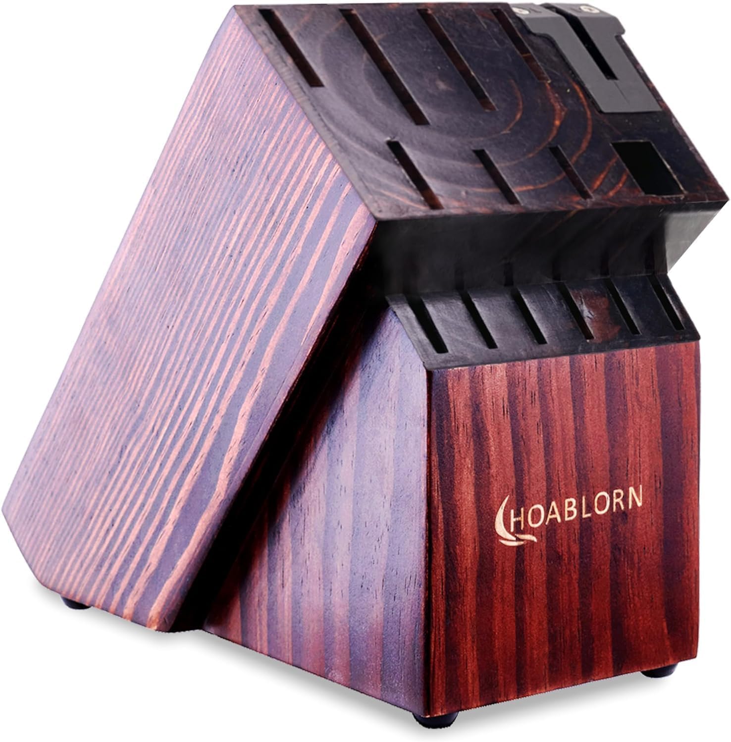 Juego de cuchillos de cocina con portacuchillos, 15 cuchillos profesionales de acero inoxidable Damasco con afilador de cuchillos incorporado y caja de regalo para vino