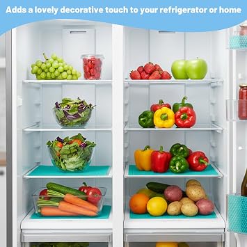8-Pack Fridge Liners for Shelves, Adjustable Fridge Mats for Shelves with Easy-Clean Design, Transparent Blue Protective Pads for Kitchen Organization and Food Preservation