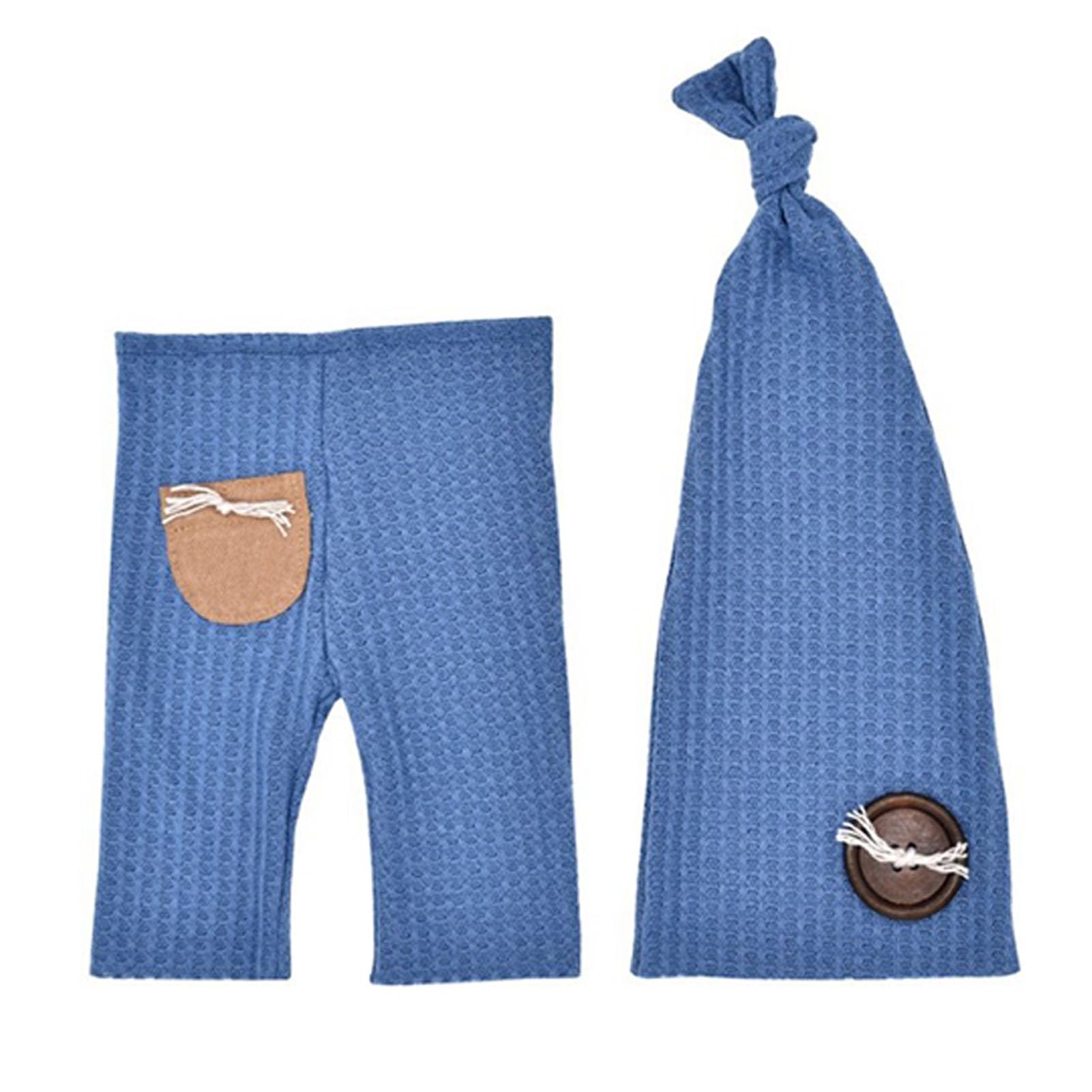 Tenue Photo de Nouveau-né : Vêtements Bleus au Crochet et Chapeau à Queue avec Accessoire de Bouton en Bois, Tenue en Fil de Coton Respirant Tenue Photo de Nouveau-né : Vêtements Bleus au Crochet et Chapeau à Queue avec Accessoire de Bouton en Bois, Tenue en Fil de Coton Respirant