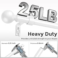 Vista 28 de Hei!Dear Barras de cortina para ventanas de 28 a 48 pulgadas (2.3 a 4 pies), ajustable de 5/8 pulgadas, barra de cortina decorativa de alta