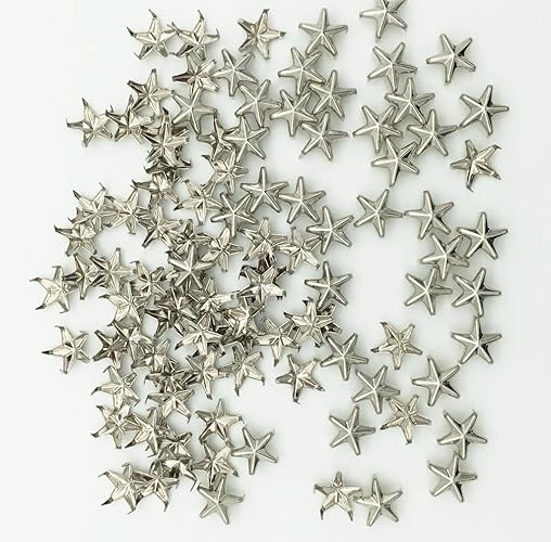 100pcs 10mm Star DIY Leathercraft Metal Punk Studs Rivet Spikes Nailheads (Silver) - Silver