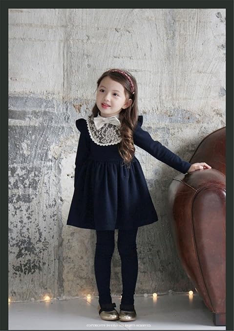 Amazon Co Jp Unz 韓国子供服ワンピース フォーマルワンピース 子供服ドレス ガールズワンピース ピアノワンピース 女の子 女児 長袖 ワンピース フォーマルワンピース チェック シンプル 発表会 卒業式 スーツ ピアノ 結婚式 面接 七五三 入学式 130cm ネビー 服