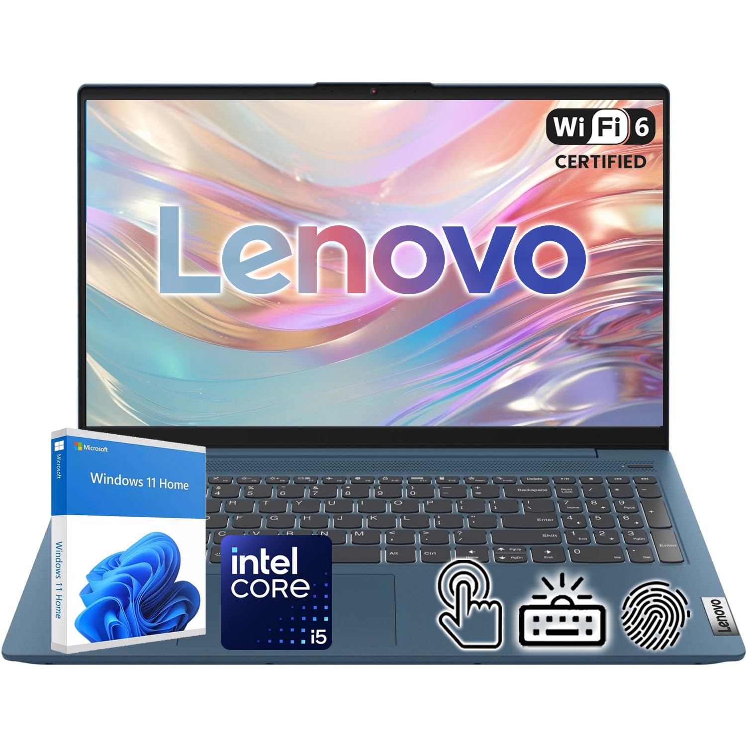 lenovo ideapad 5 15.6" fhd touchscreen laptop | intel core i5 processor | windows 11 | 8gb ram | 256gb pcie ssd | full-size backlit keyboard | fingerprint reader & privacy shutter | dolby audio