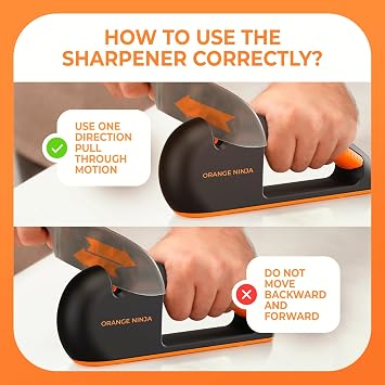 Orange Ninja Serrated & Kitchen Knife Sharpener 4-Stage Sharpening Tool