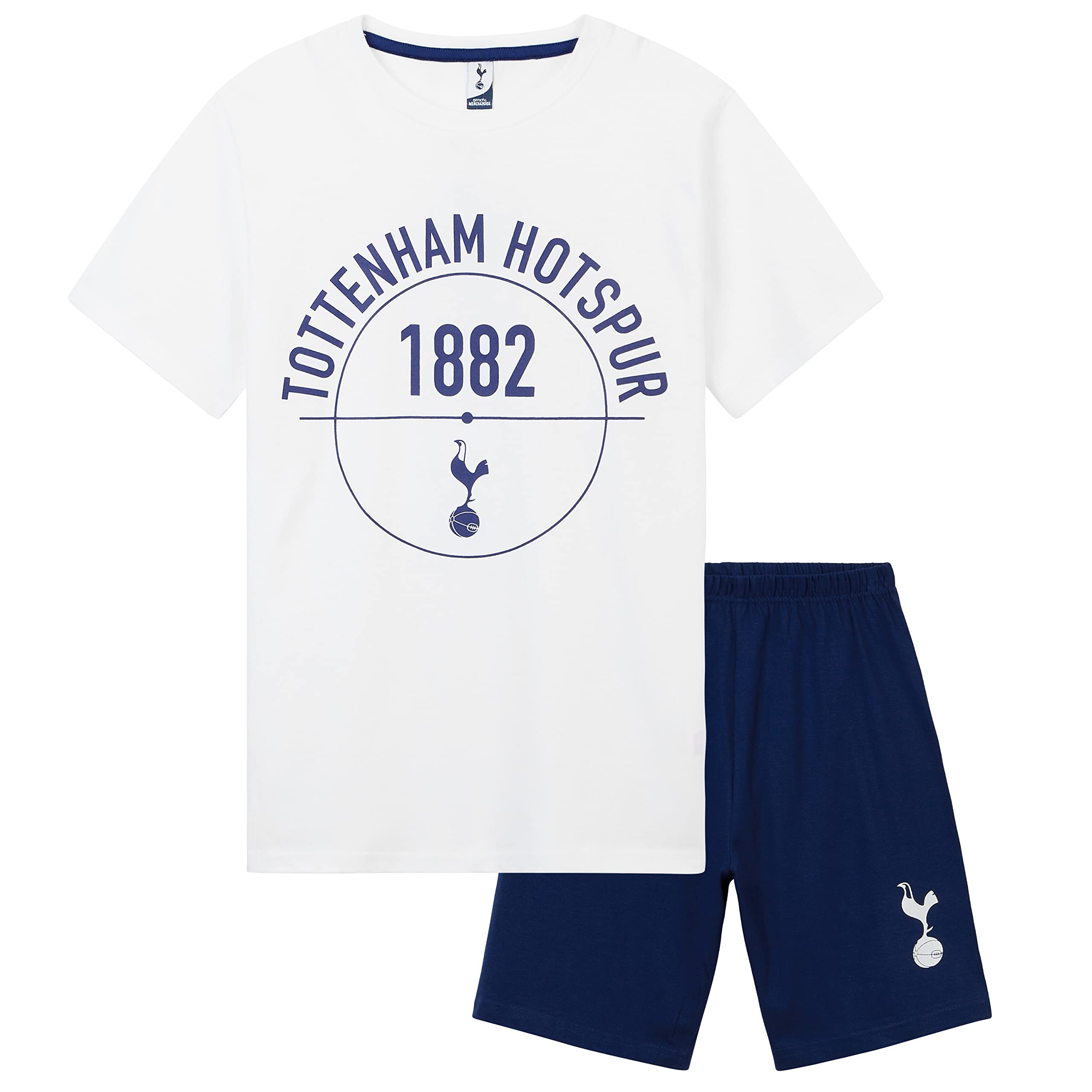 Get Trend Tottenham Hotspur F.C. Pyjamas Boys Teens Short Football PJs Breathable Nightwear Loungewear Sleepwear Boys Gifts (11-12 Years, Navy Spurs)