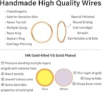 Vista 11 de Small Thin Hoop Earrings for Women,Tiny Huggie Hoop Rings for Cartilage,Helix,Targus,Conch,Nose,22g/24g/20g,14K Gold Filled/Sterling Silver/Rose