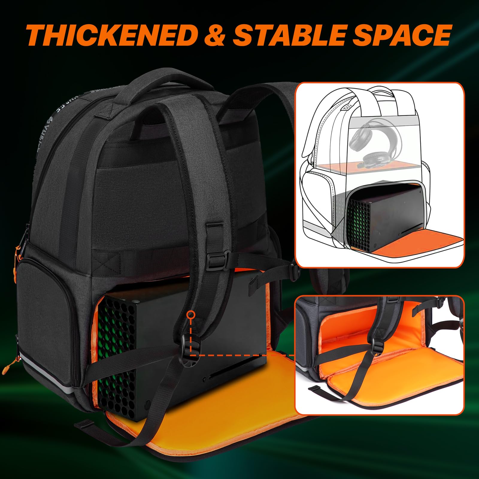 Mochila de transporte compatible con consola Xbox Series X/S, funda de transporte de viaje con múltiples bolsillos de almacenamiento para controladores Xbox, disco duro portátil, auriculares y