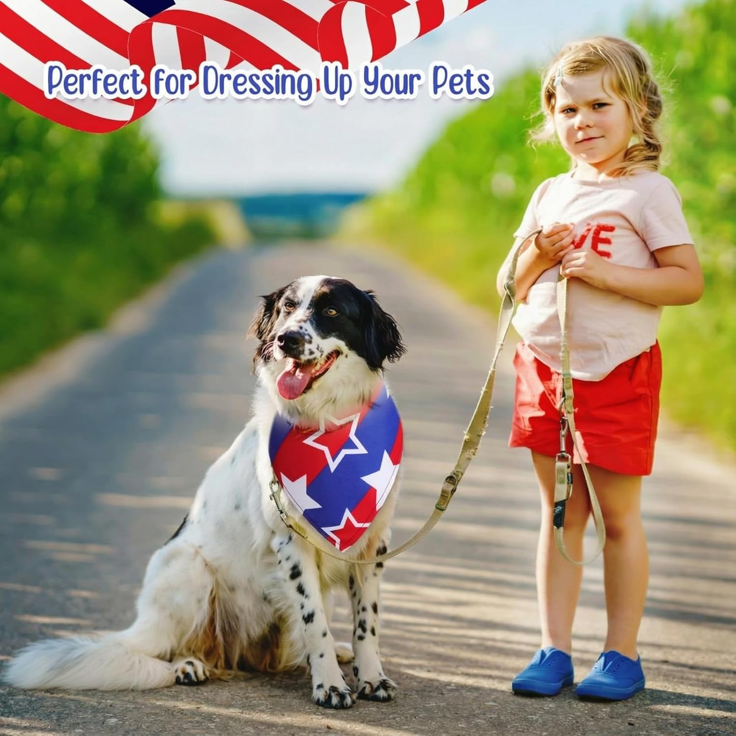 Kacctyen 300 Pcs 4th of July Dog Bandanas Bulk Patriotic Dog Adjustable Cute Washable Triangle Kerchief Scarf Bibs for Small to Medium Pet Seasonal Party Costume Accessories
