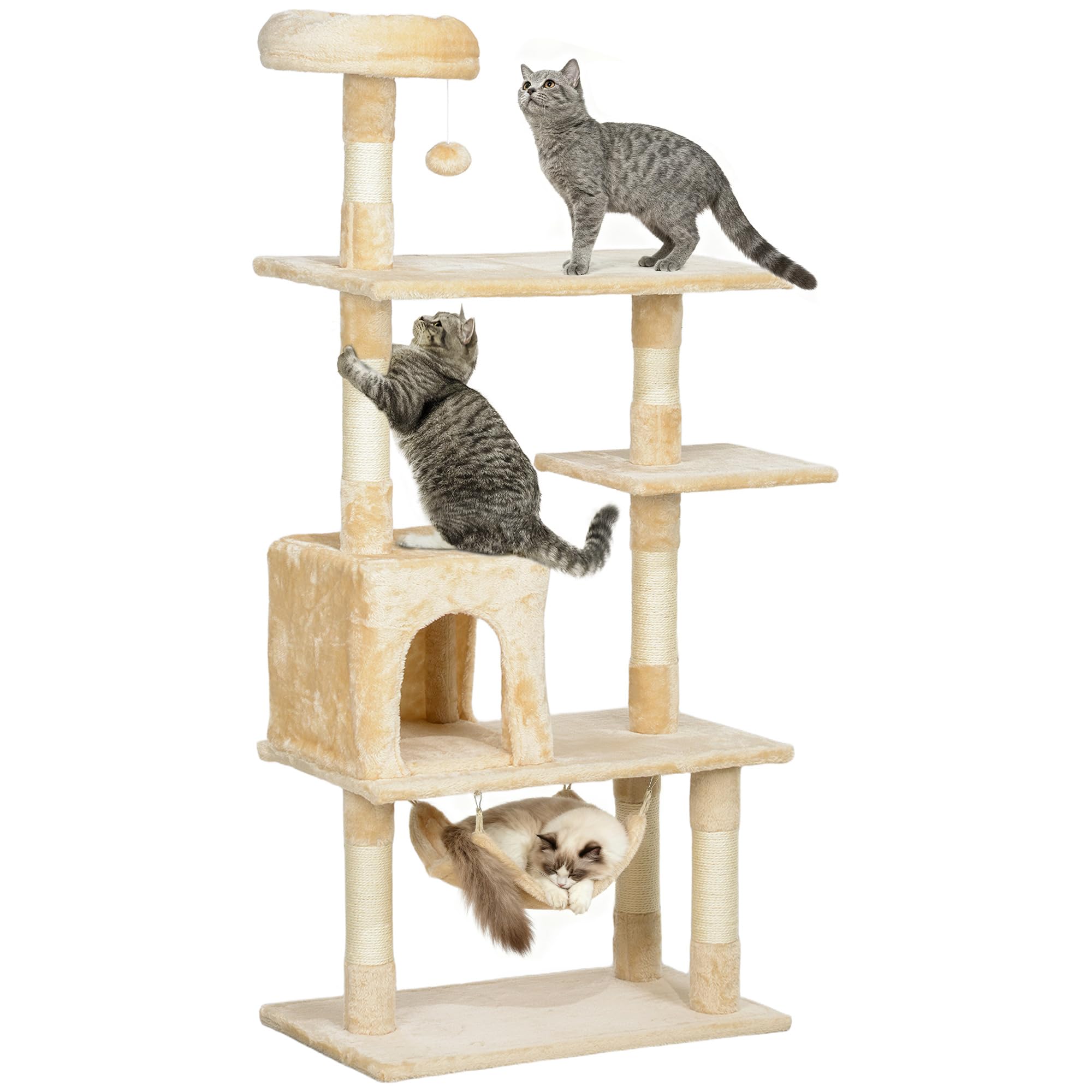 PawHut Albero Raschietto Gatto 152 x 70 x 40 cm Arboles rascadores Gatti Pelo e Giocare Nuovo