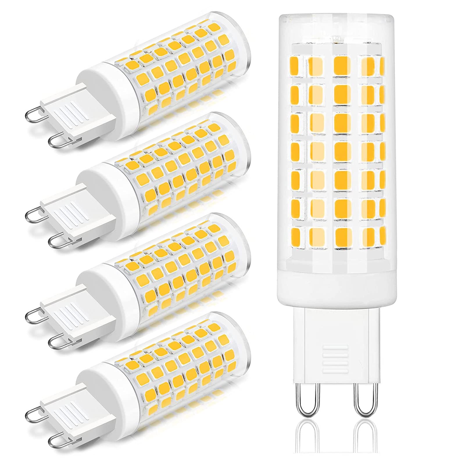 Hhzy Warm White 3000K G9 Led Light Bulbs 3000K Warm White Lighting Dimmable, 7W Equivalent To 70W Halogen Bulb, No-Flicker, Bi-Pin G9 Led Bulbs Energy Saving Chandelier Lighting, 5 Pack,,110V