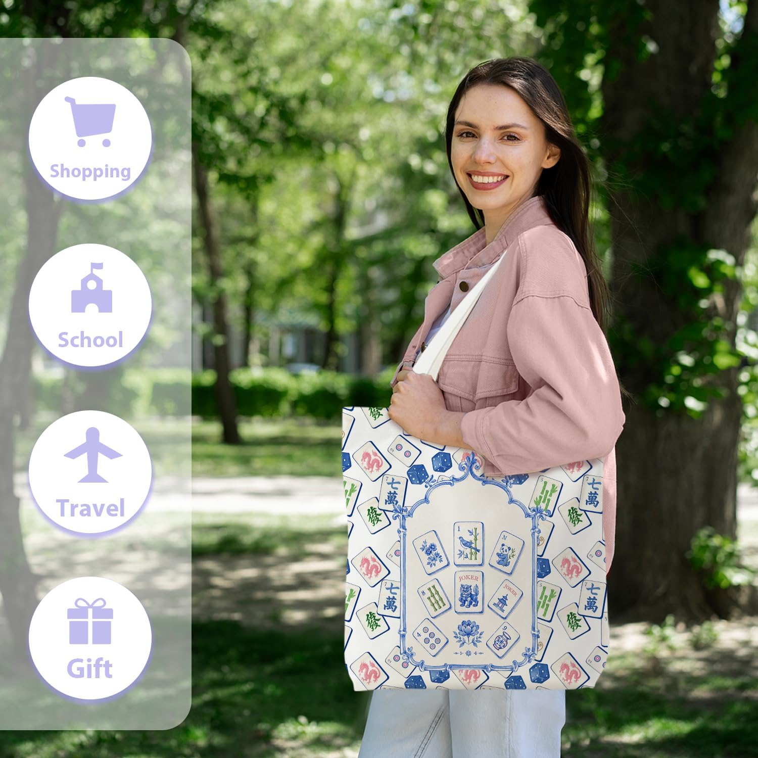 Canvas Tote Bag Mahjong FBD image 4