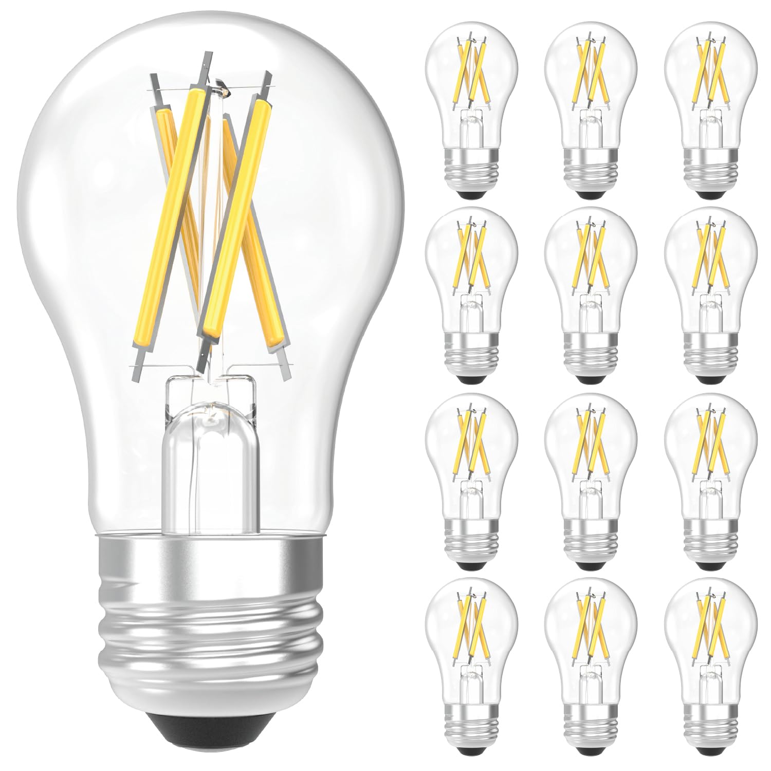 Sunco 12 Pack A15 3000K Light Bulbs LED, Edison Style Bulb, Dimmable Vintage Filament Lighting, 800 LM, 7W (60W Equivalent), Warm White, E26 Medium Base, Wet Rated UL