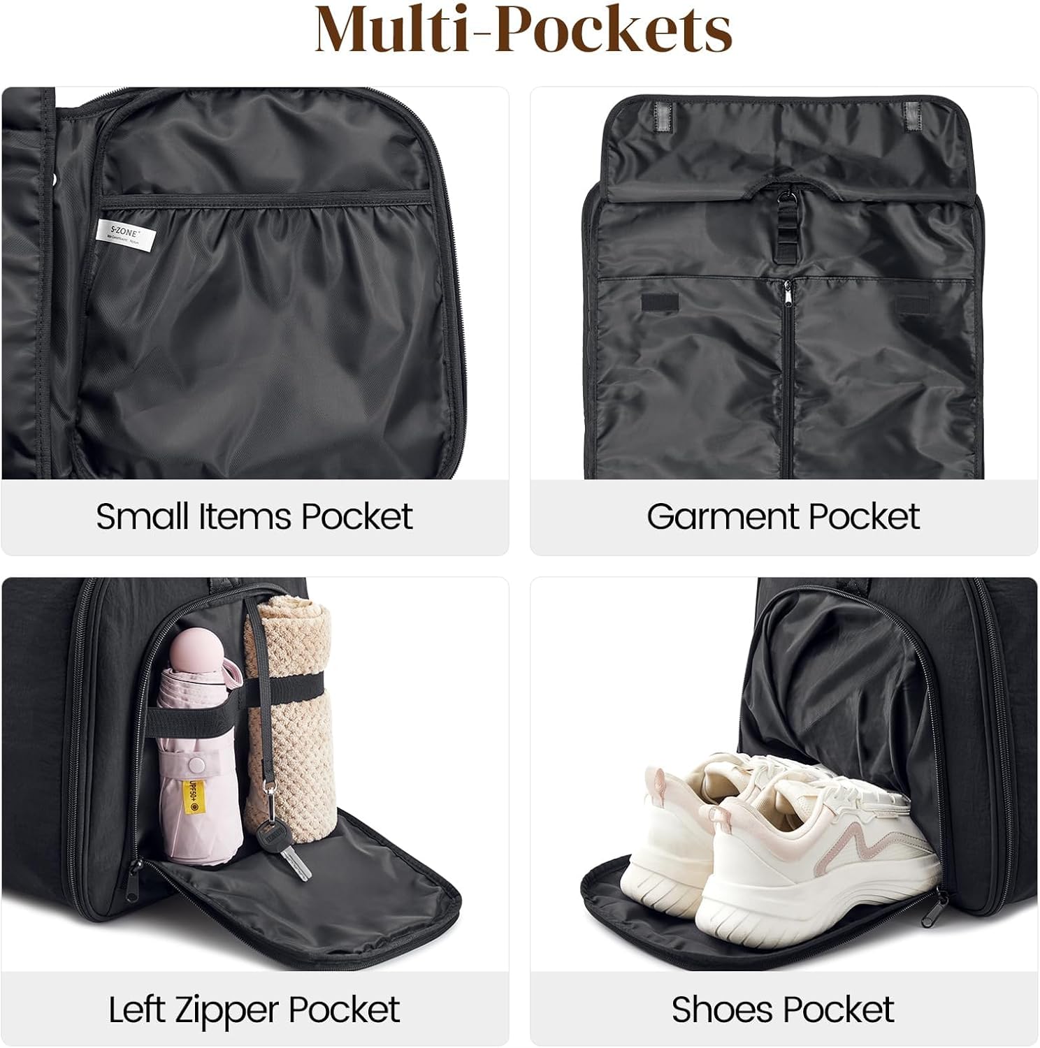 S-ZONE Garment Duffle Bags for Travel Carry on Convertible 2 in 1 Suit Bags Hanging Suitcase with Toiletry Bag 50L - Image 5