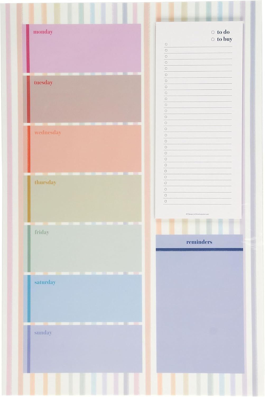 Erin Condren Colorful 18'' x 12'' Vertical Repositionable Whiteboard and 4'' x 9'' Refillable Notepad - Dry Erase and Wet Erase Friendly Whiteboard, 25 Sheet Refillable Notepad, Goal Setting