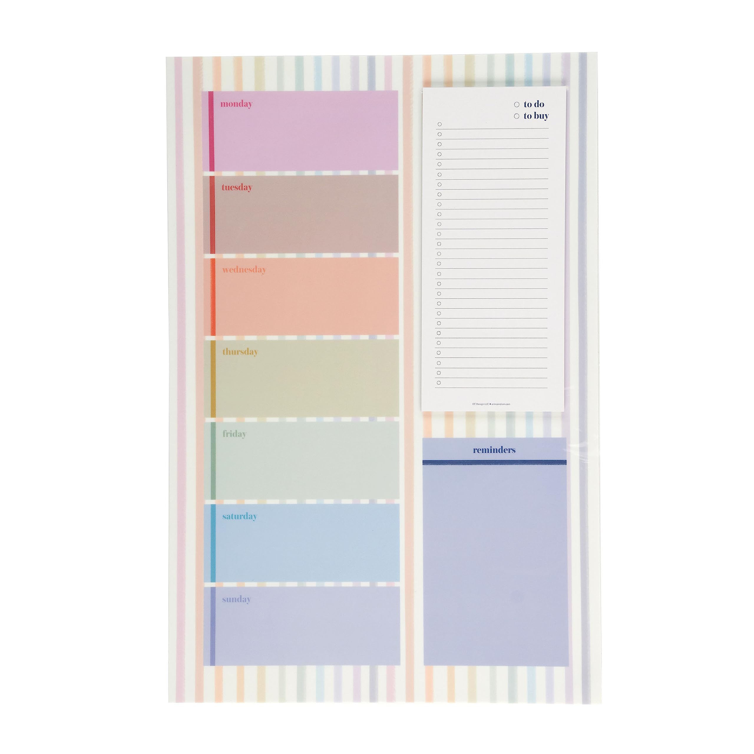 Erin Condren Colorful 18'' x 12'' Vertical Repositionable Whiteboard and 4'' x 9'' Refillable Notepad - Dry Erase and Wet Erase Friendly Whiteboard,