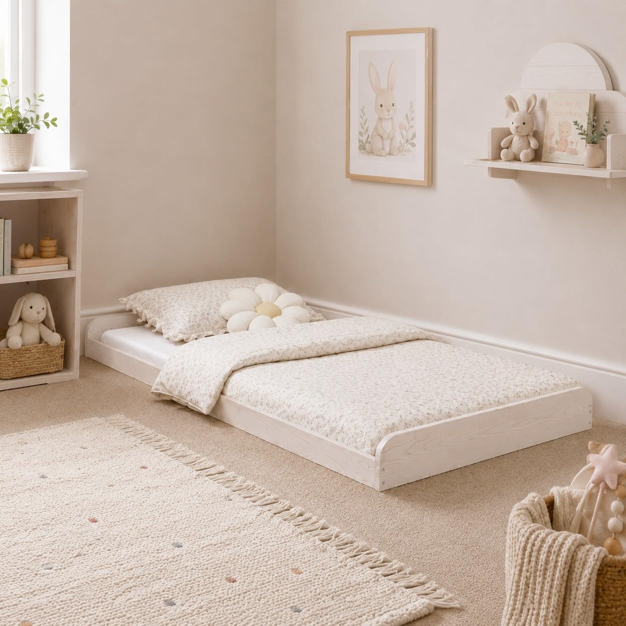 STRICTLY BEDS&BUNKS Leon Montessori Solid Pine Bed Frame 4ft (White, Small Double) โ image 1