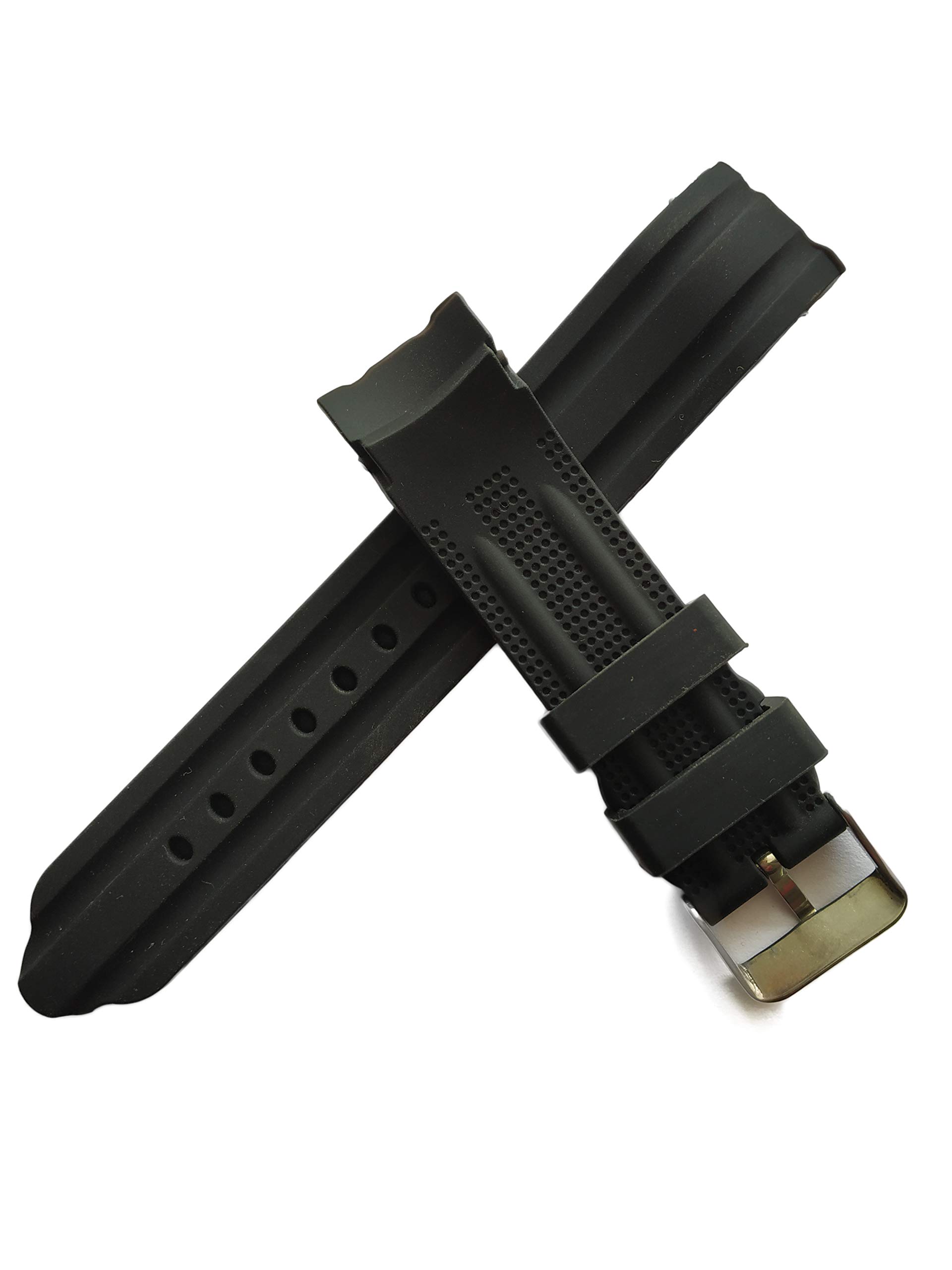 EWatchAccessories 20mm Curved End Silicone Rubber Black Watch Band Strap | Comfortable and Durable Material (B08LTK7VYR) Amazon Price History, Amazon Price Tracker