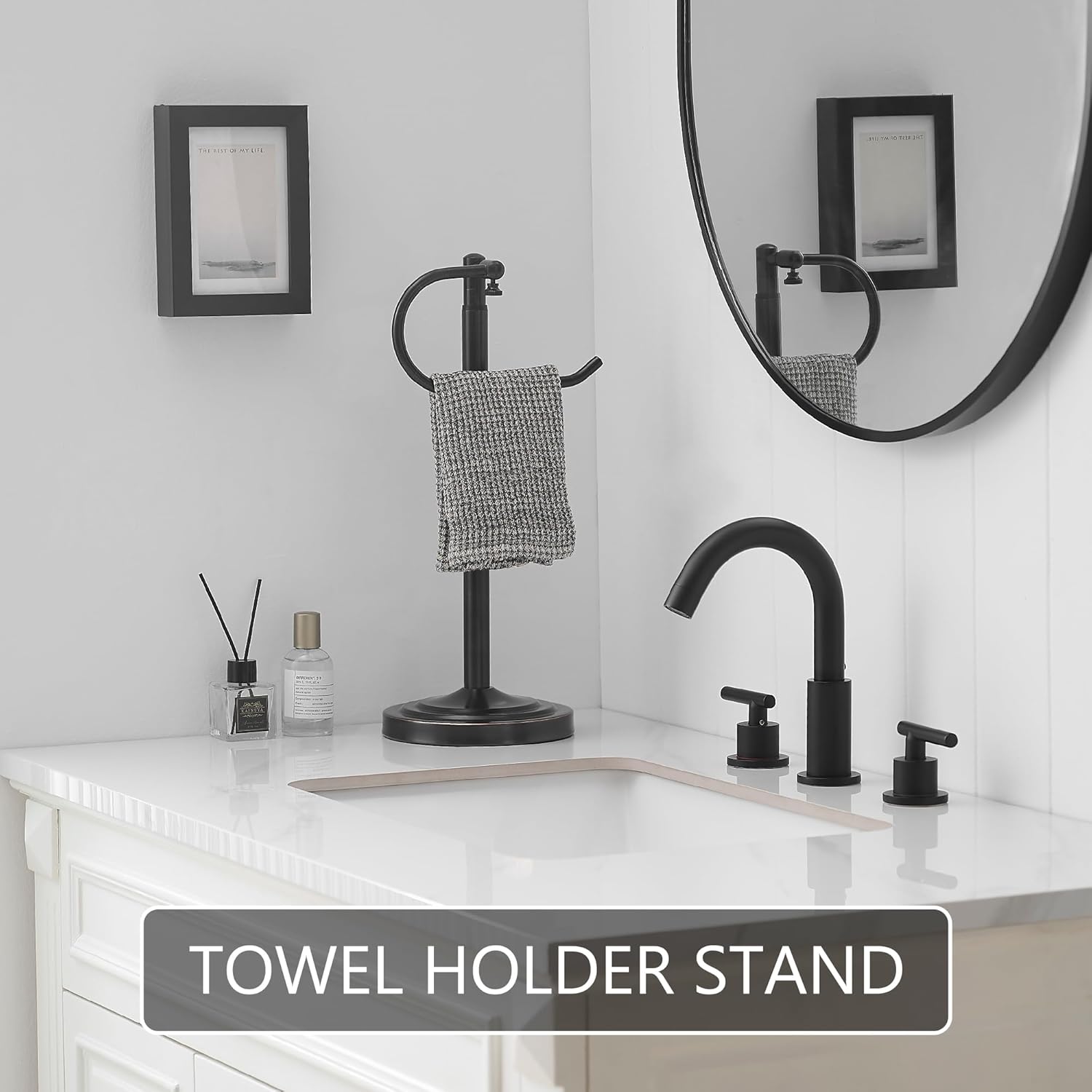 Hand Towel Holder Stand,Standing Towel Racks for Bathroom,Hand Towel Holder for Bathroom Kitchen Vanity Countertops,Stainless Steel Adjustable Towel Bar 16.5-26 Inch(Oil Rubbed Bronze) - Image 4
