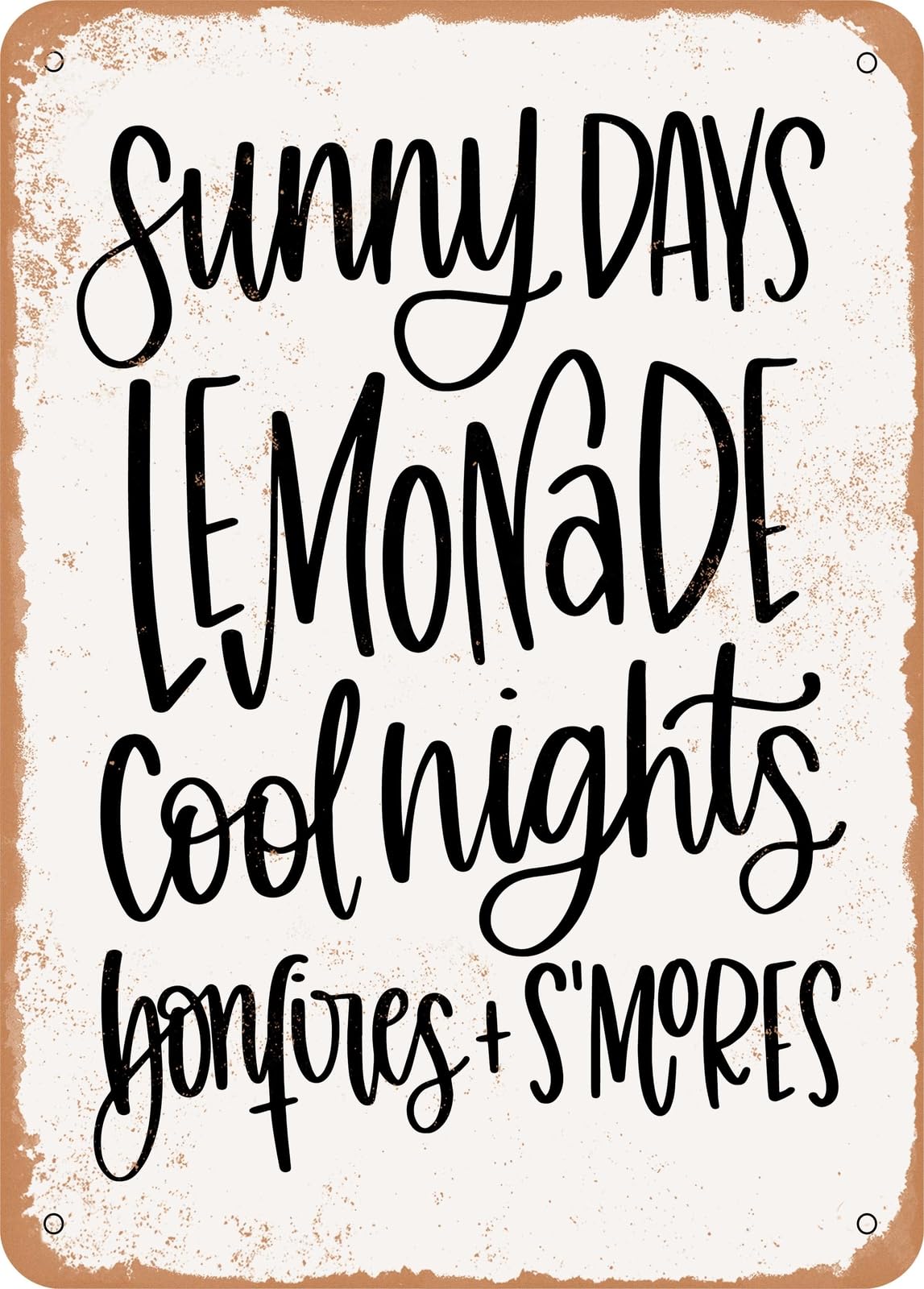 Miaomansenstore Metal Sign - Sunny Days Lemonade Cool Nights Bonfires Smores - Vintage Look Home Decor