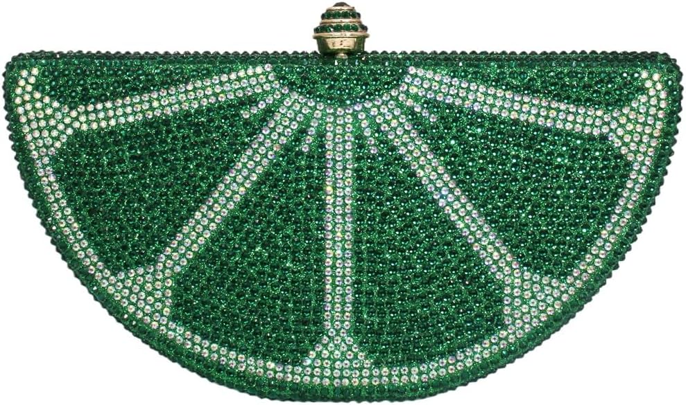 Women Rhinestone Clutch Purse Watermelon Shape Handbag Cute Fruit Crossbody Bag Crystal Wedding Party Purse