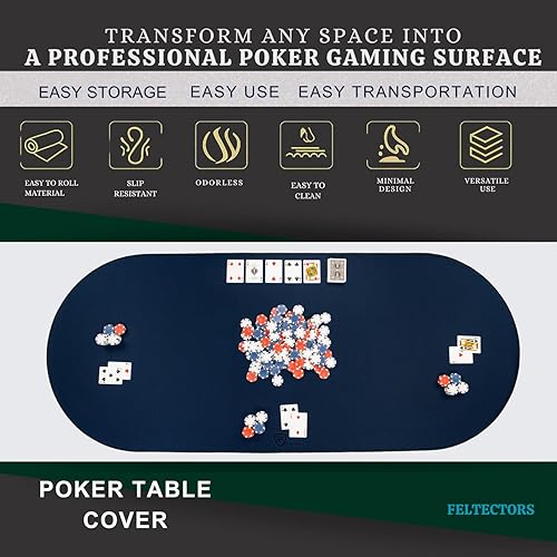 Miniatura 12 de Tapete de juego de mesa de 42 x 66 pulgadas, tapete Mahjong para mesa con bolsa de transporte, tapete de juego de neopreno antideslizante, cubierta