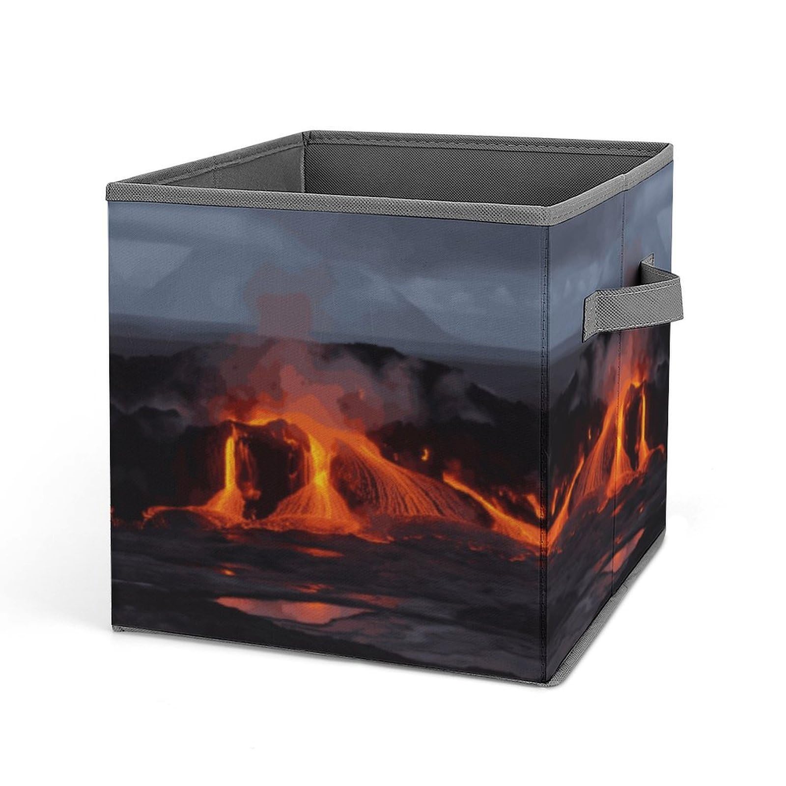 Bacs de rangement pliables en tissu motif volcan Kilauea pour dressing
