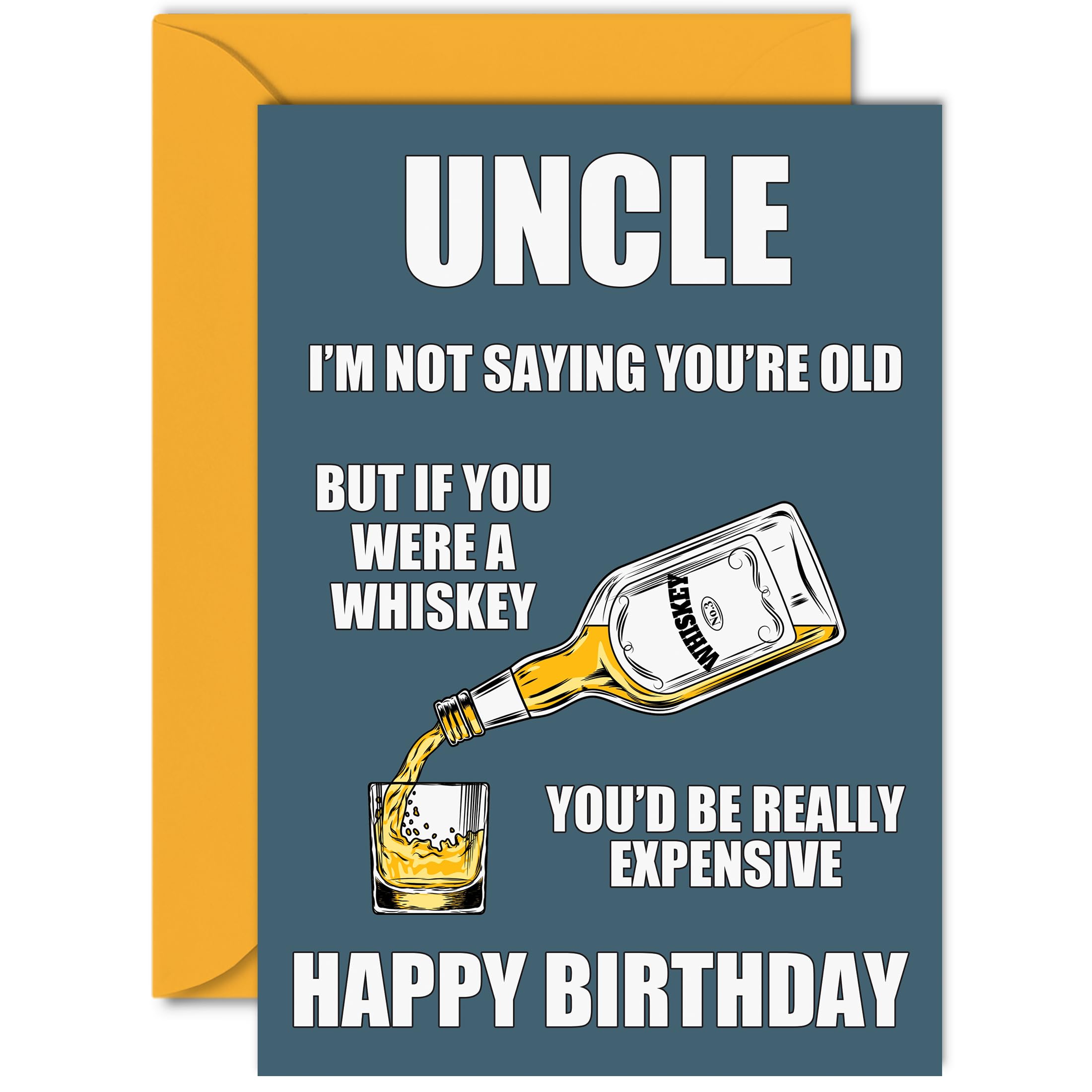 Funny Birthday Cards for Uncle - Aged Whiskey Whisky - Joke Rude Birthday Card for Uncle from Nephew Niece, Humour 60th 70th Bday A5 Greeting Cards