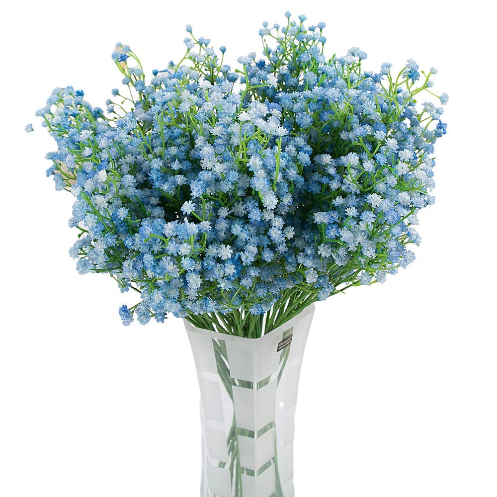 Ulalaza 10 PCS Artificial Fake Flower Rose Bouquet Real Touch Gypsophila lily Flowers for Wedding Home Party Decoration